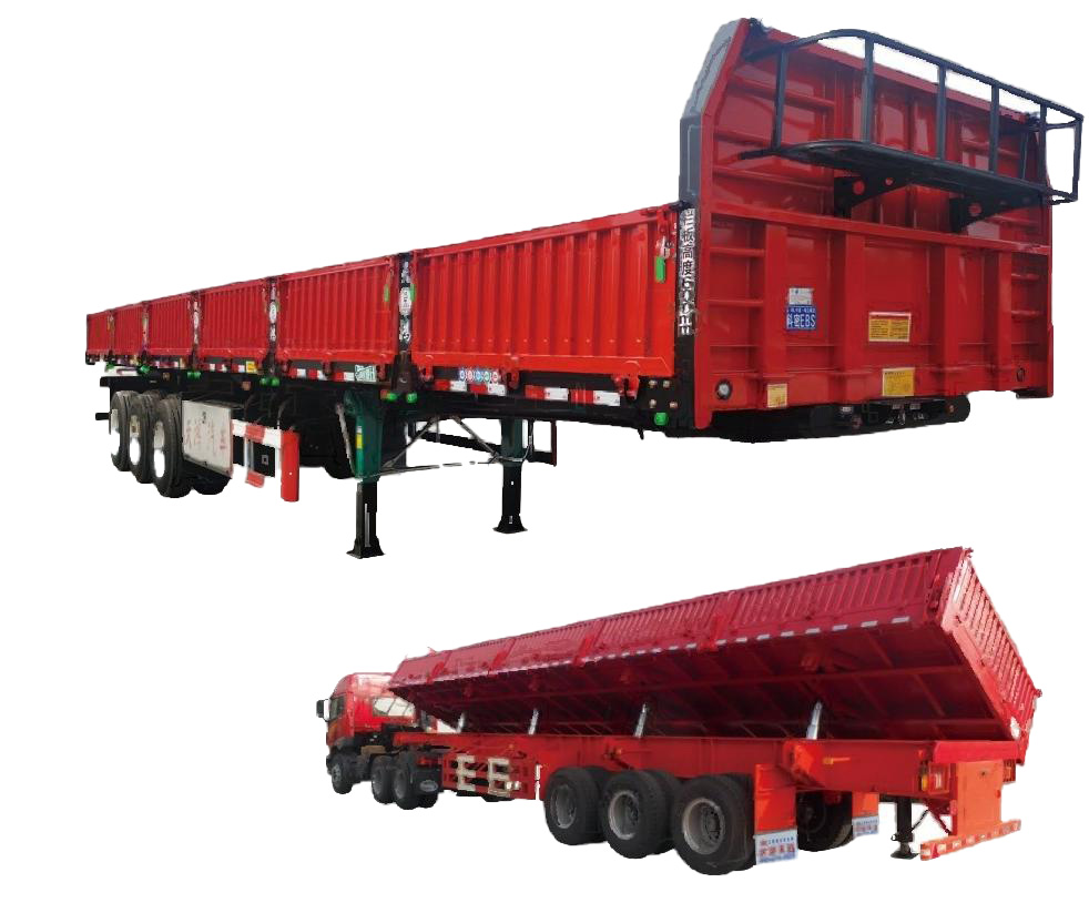 Self dumping semi-trailer (rear flip)