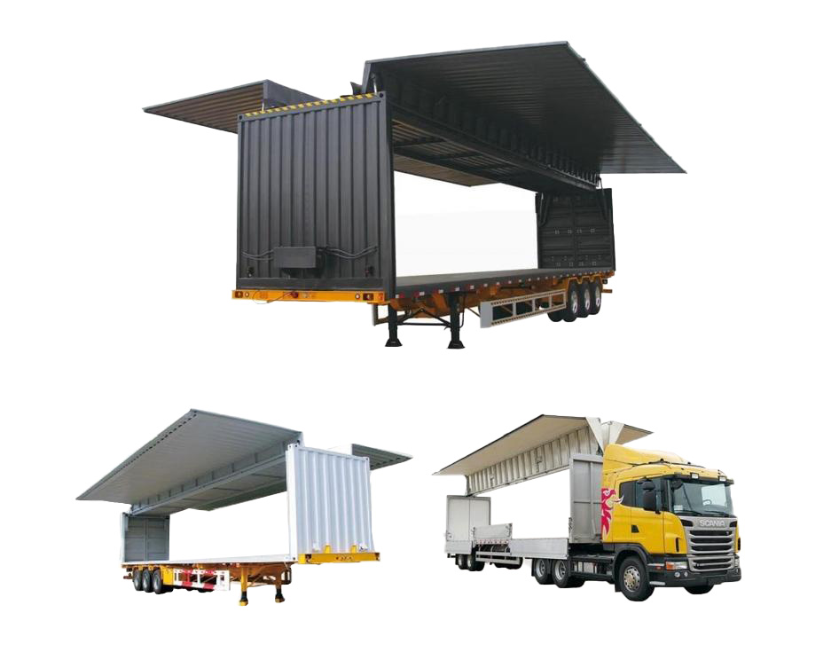 Wing opening box type semi-trailer
