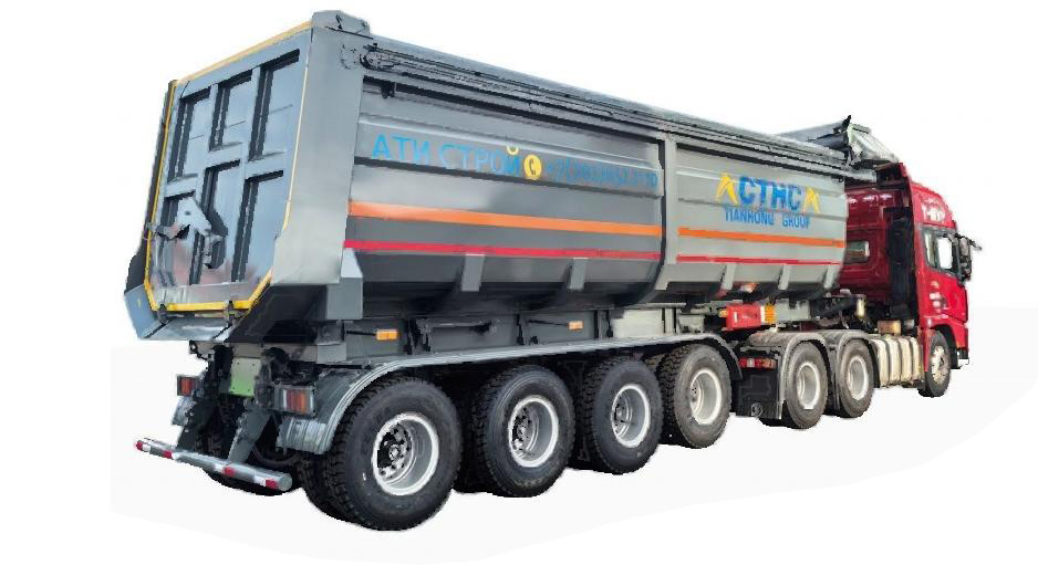 Multi functional tarpaulin dump semi-trailer